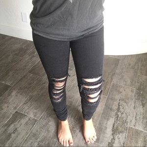 J Brand Maria destroyed black skinny jeans 23 $250 Halloween costume zombie